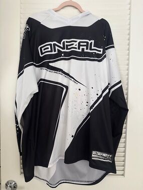 O'NEAL Black and White Motocross Jersey--stain
